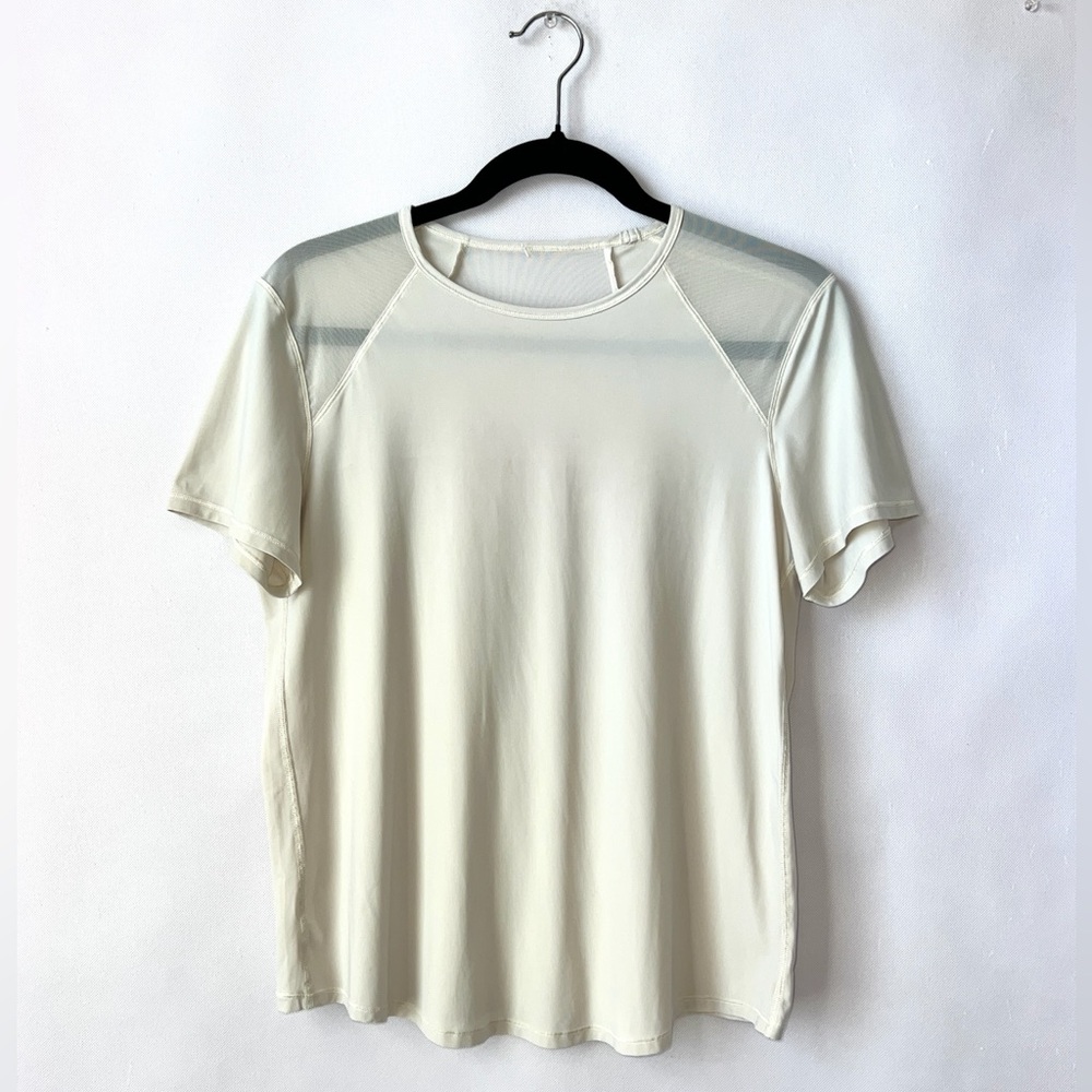 Lululemon Sculpt Short Sleeve Mesh T-shirt Off White Top Running Gym Tee